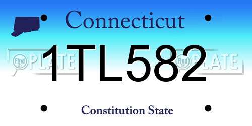 1TL582 Connecticut License Plate