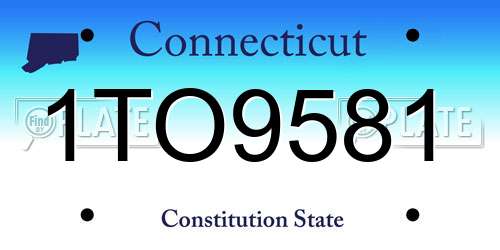 1TO9581 Connecticut License Plate