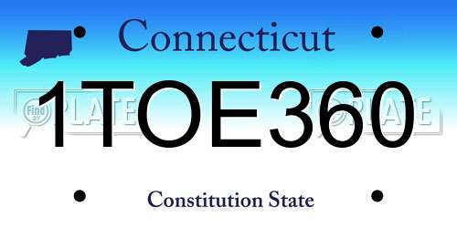 1TOE360 Connecticut License Plate