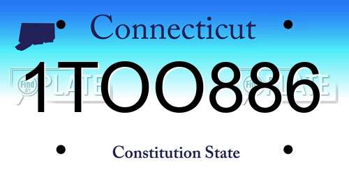 1TOO886 Connecticut License Plate