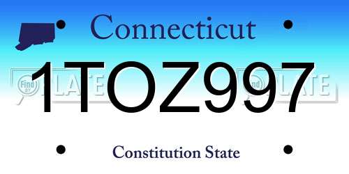 1TOZ997 Connecticut License Plate