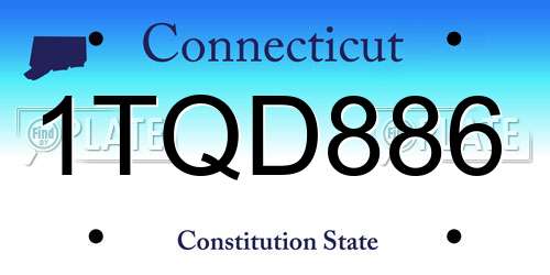 1TQD886 Connecticut License Plate