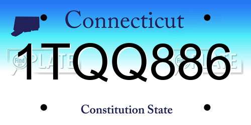 1TQQ886 Connecticut License Plate