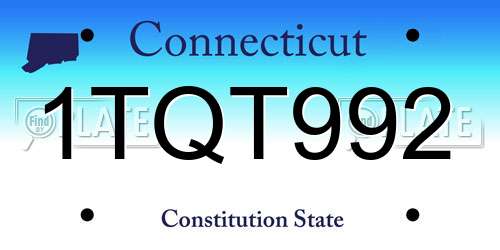 1TQT992 Connecticut License Plate