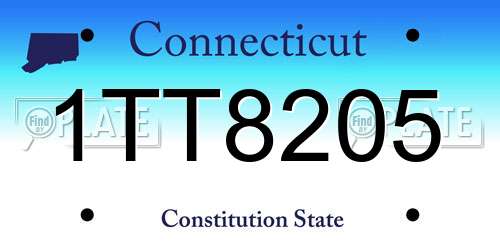 1TT8205 Connecticut License Plate
