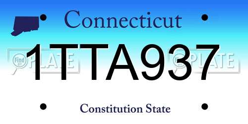 1TTA937 Connecticut License Plate