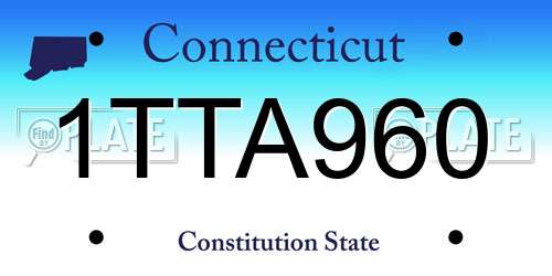 1TTA960 Connecticut License Plate