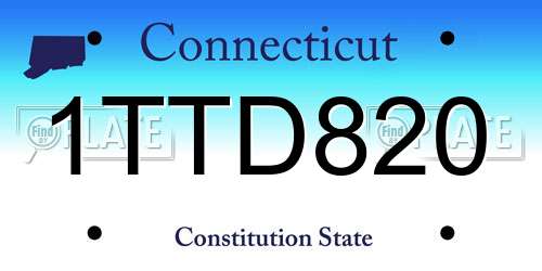 1TTD820 Connecticut License Plate