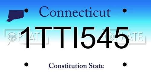 1TTI545 Connecticut License Plate