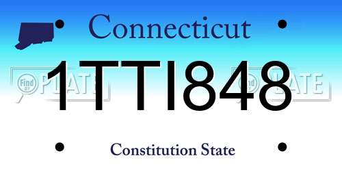 1TTI848 Connecticut License Plate