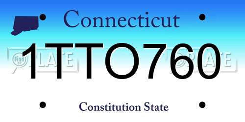 1TTO760 Connecticut License Plate