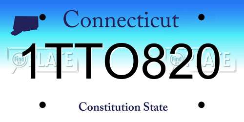 1TTO820 Connecticut License Plate