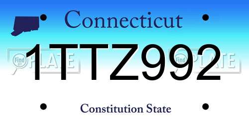 1TTZ992 Connecticut License Plate