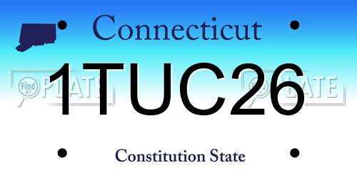 1TUC26 Connecticut License Plate