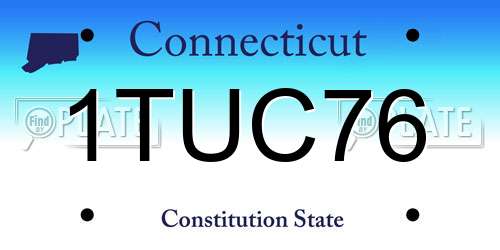 1TUC76 Connecticut License Plate