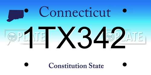 1TX342 Connecticut License Plate