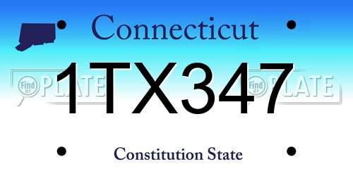 1TX347 Connecticut License Plate