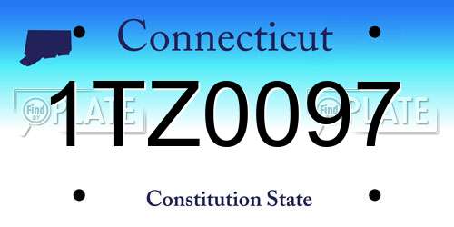 1TZ0097 Connecticut License Plate