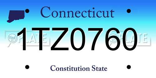 1TZ0760 Connecticut License Plate