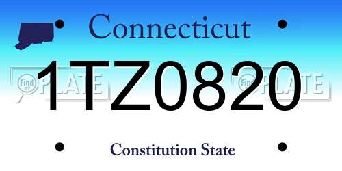 1TZ0820 Connecticut License Plate