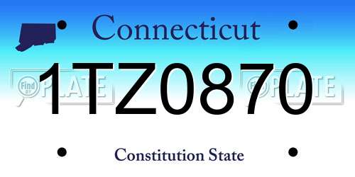 1TZ0870 Connecticut License Plate