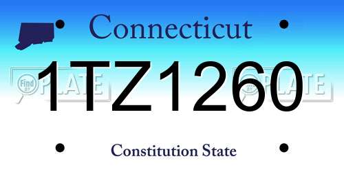 1TZ1260 Connecticut License Plate