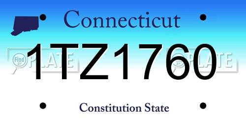 1TZ1760 Connecticut License Plate