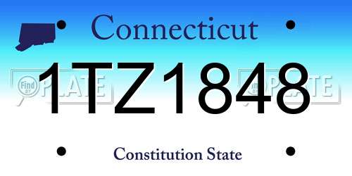 1TZ1848 Connecticut License Plate