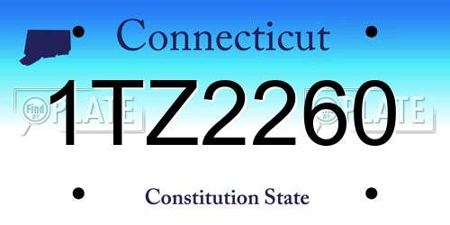 1TZ2260 Connecticut License Plate