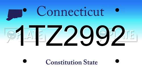 1TZ2992 Connecticut License Plate