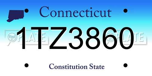 1TZ3860 Connecticut License Plate