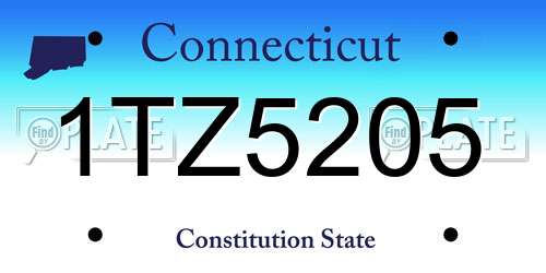 1TZ5205 Connecticut License Plate
