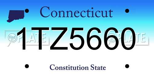 1TZ5660 Connecticut License Plate
