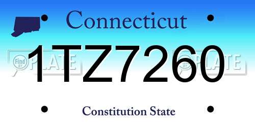 1TZ7260 Connecticut License Plate