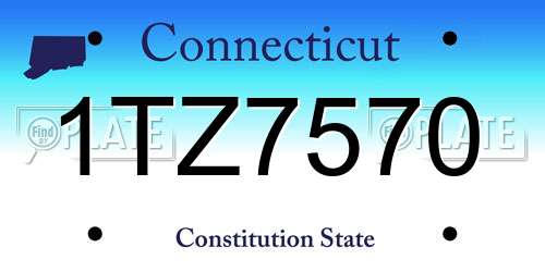 1TZ7570 Connecticut License Plate