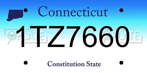 1TZ7660 Connecticut License Plate