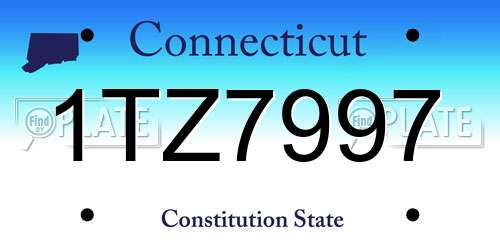 1TZ7997 Connecticut License Plate