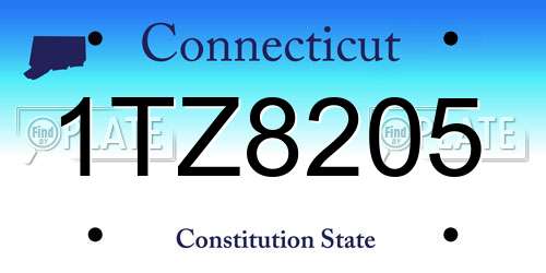 1TZ8205 Connecticut License Plate