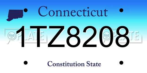 1TZ8208 Connecticut License Plate