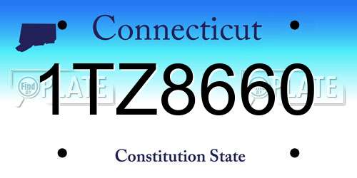 1TZ8660 Connecticut License Plate