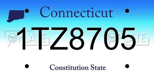 1TZ8705 Connecticut License Plate