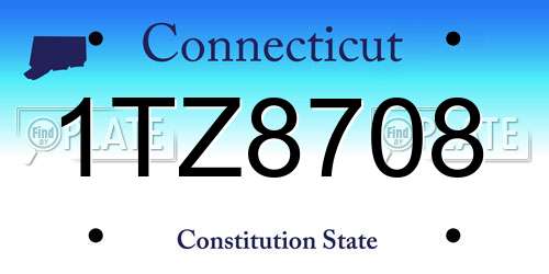 1TZ8708 Connecticut License Plate
