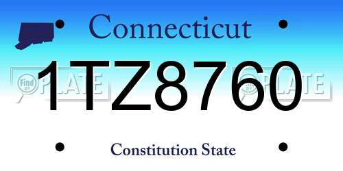 1TZ8760 Connecticut License Plate
