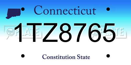 1TZ8765 Connecticut License Plate