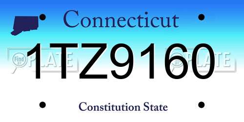 1TZ9160 Connecticut License Plate