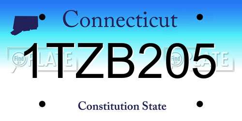 1TZB205 Connecticut License Plate