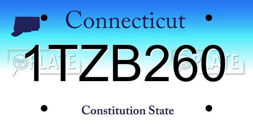 1TZB260 Connecticut License Plate
