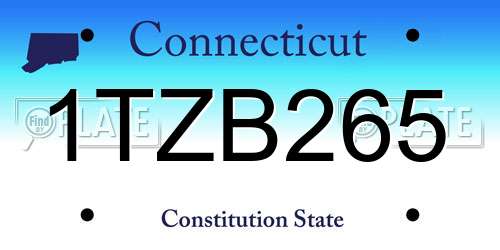 1TZB265 Connecticut License Plate