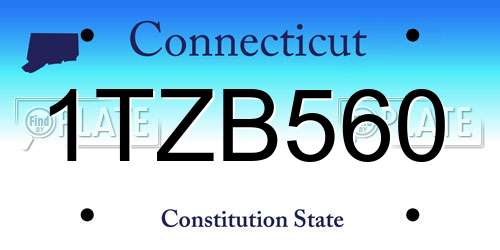 1TZB560 Connecticut License Plate