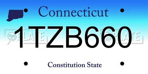 1TZB660 Connecticut License Plate